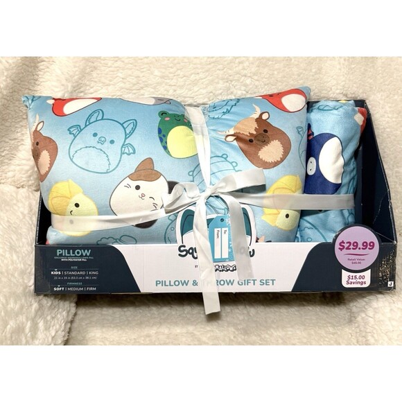 SquishPillow Kids Pillow & Throw Gift Set Restie Besties Squishmallow Teal - Picture 2 of 3